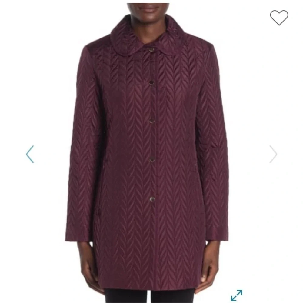 Kate Spade quilted snap button jacket rich eggplant pockets snap closure Sz M